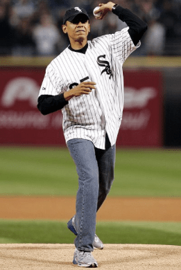 President Barack Obama throws out the ceremonial first pitch at a Chicago White Sox game in 2005. Joe Maddon and his Chicago Cubs are set to visit the White House, after winning the 2016 World Series, sometime in the next month.