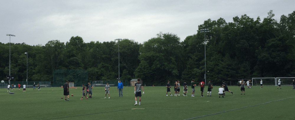 Instruction and drills at the Phil Simms Academy